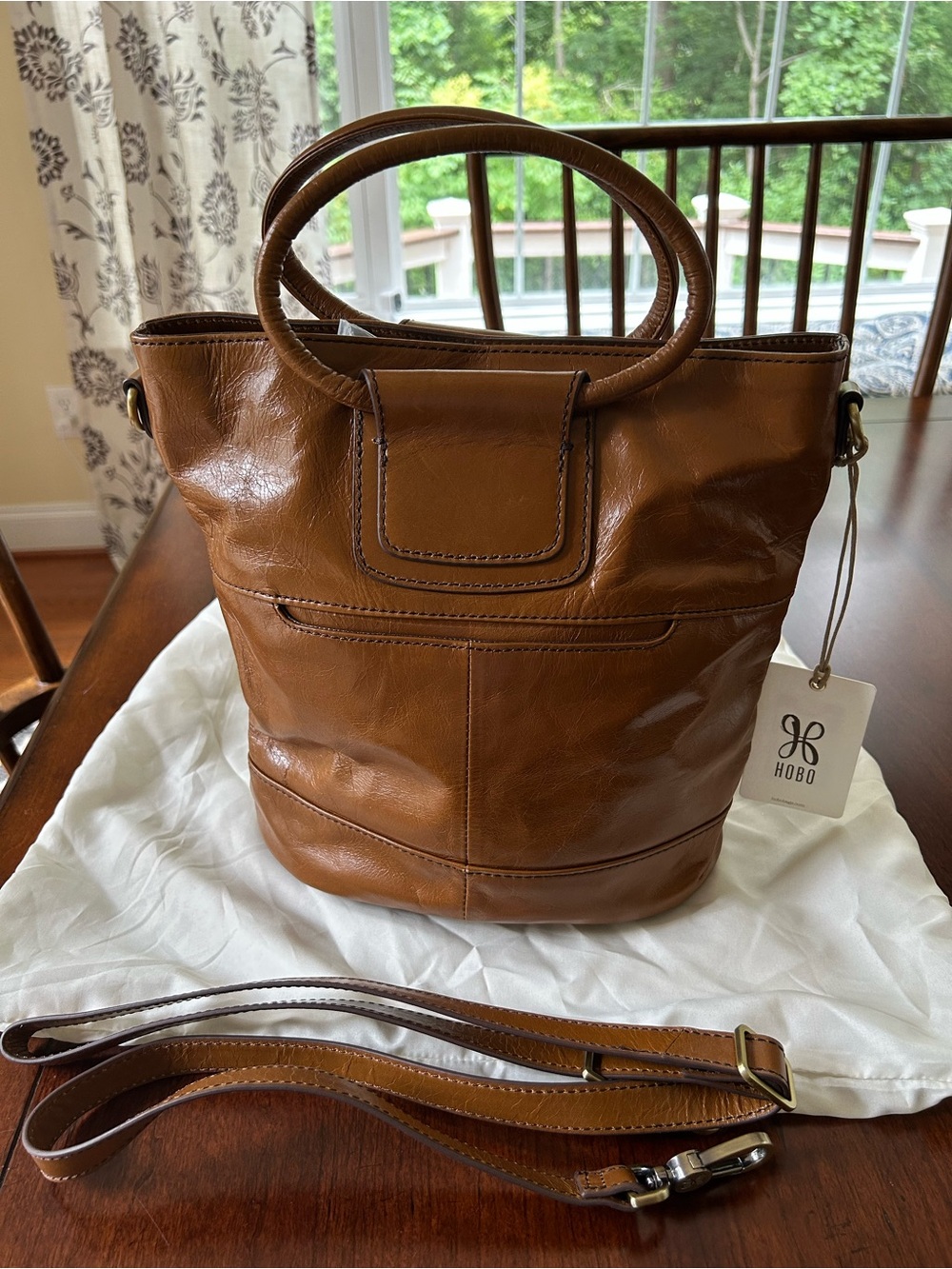 HOBO Sheila Leather Top-Handle Bucket Bag with Removable Strap Truffle NWT